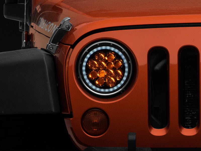 Raxiom 97-18 Jeep Wrangler TJ/JK Axial Spider LED Headlight w/ Amber DRL- Chrome Hsng (Clear Lens) Raxiom 97-18 Jeep Wrangler TJ/JK Axial Spider LED Headlight w/ Amber DRL- Chrome Hsng (Clear Lens)