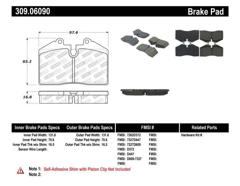 StopTech Performance ST-40 4 Piston Front Caliper Brake Pads StopTech Performance ST-40 4 Piston Front Caliper Brake Pads
