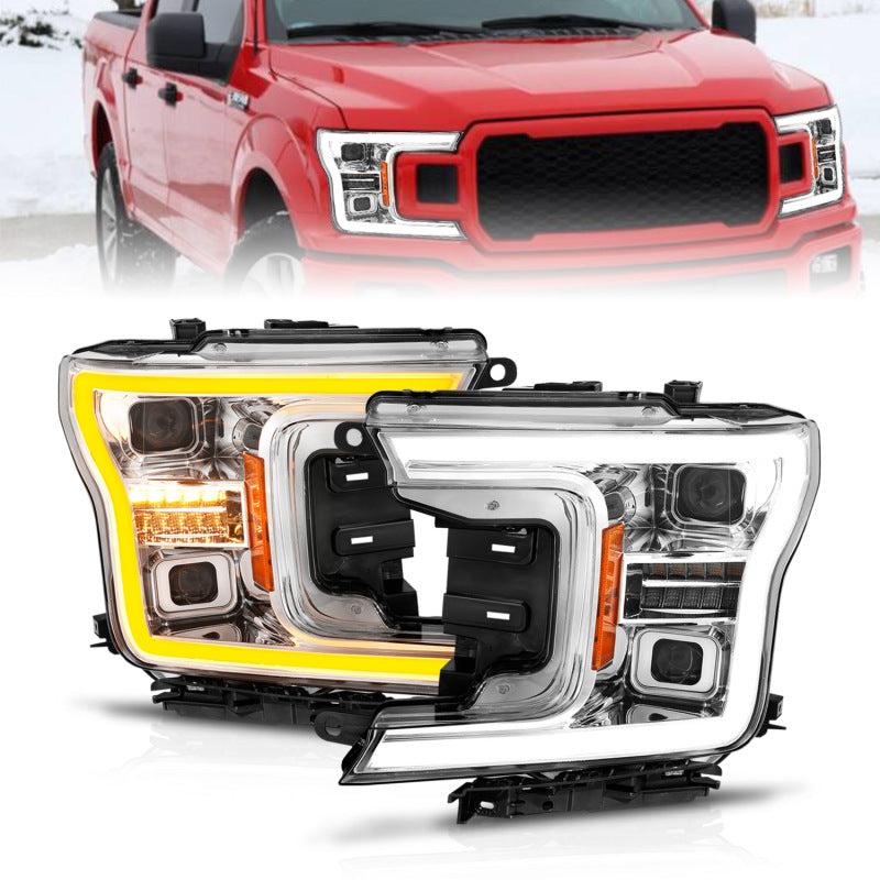 ANZO 18-20 Ford F-150 (w/o Fctry LED) Full LED Proj Headlights w/Light Bar Swtchbk Seq. Chrome w/Int ANZO 18-20 Ford F-150 (w/o Fctry LED) Full LED Proj Headlights w/Light Bar Swtchbk Seq. Chrome w/Int