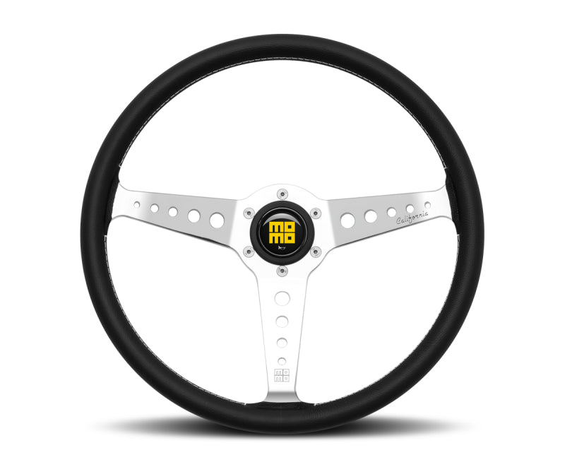 Momo California Steering Wheel 360 mm - Black Leather/White Stitch/Pol Spokes Momo California Steering Wheel 360 mm - Black Leather/White Stitch/Pol Spokes