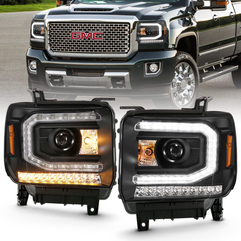 ANZO 2016-2019 Gmc Sierra 1500 Projector Headlight Plank Style Black w/ Sequential Amber Signal ANZO 2016-2019 Gmc Sierra 1500 Projector Headlight Plank Style Black w/ Sequential Amber Signal