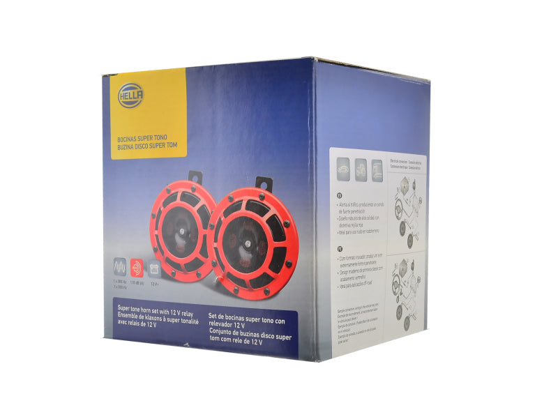 Hella Supertone Horn Kit 12V 300/500HZ Red (003399803 = 003399801) Hella Supertone Horn Kit 12V 300/500HZ Red (003399803 = 003399801)