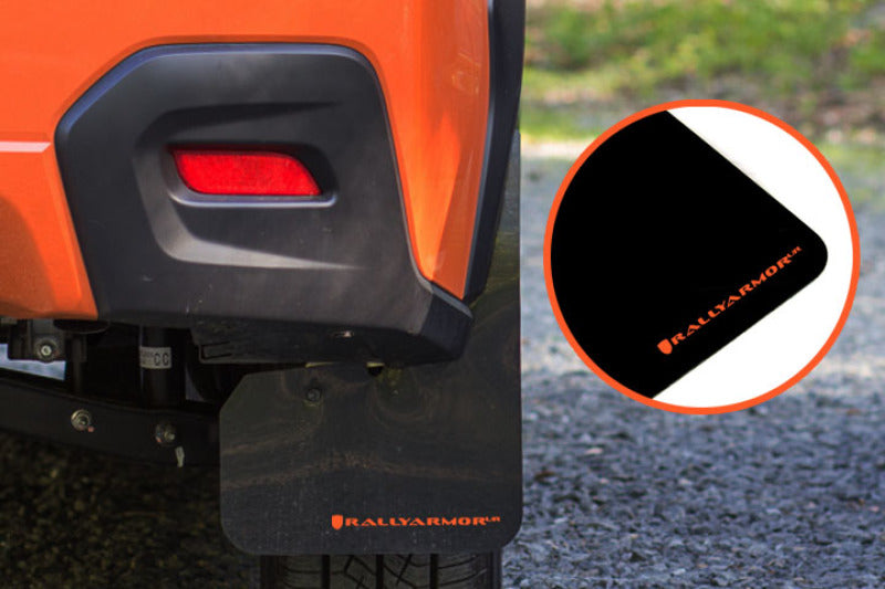 Rally Armor 13-17 Subaru Crosstrek XV Black Mud Flap w/Orange Logo Rally Armor 13-17 Subaru Crosstrek XV Black Mud Flap w/Orange Logo