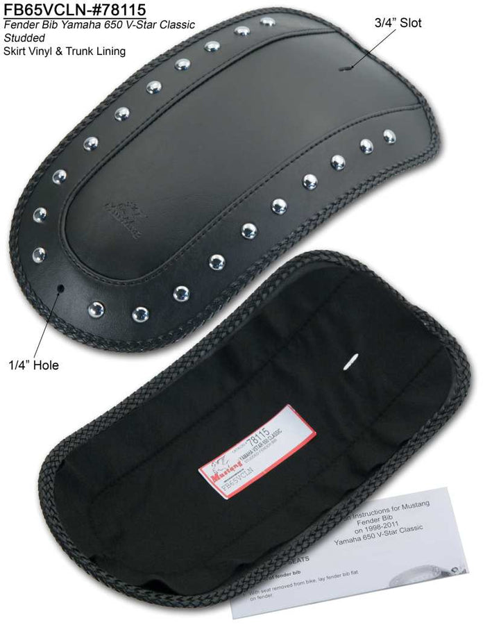 Mustang 98-11 Yamaha V-Star Classic Fender Bib w/Studs - Black Mustang 98-11 Yamaha V-Star Classic Fender Bib w/Studs - Black