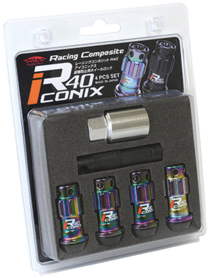 Project Kics 12X1.25 R40 Iconix Neochrome Lug Nut Lock Set - 4 Project Kics 12X1.25 R40 Iconix Neochrome Lug Nut Lock Set - 4