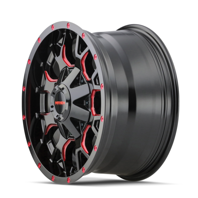 Mayhem 8015 Warrior 20x10 / 6x135 BP / -25mm Offset / 106mm Hub Black w/ Prism Red Wheel Mayhem 8015 Warrior 20x10 / 6x135 BP / -25mm Offset / 106mm Hub Black w/ Prism Red Wheel