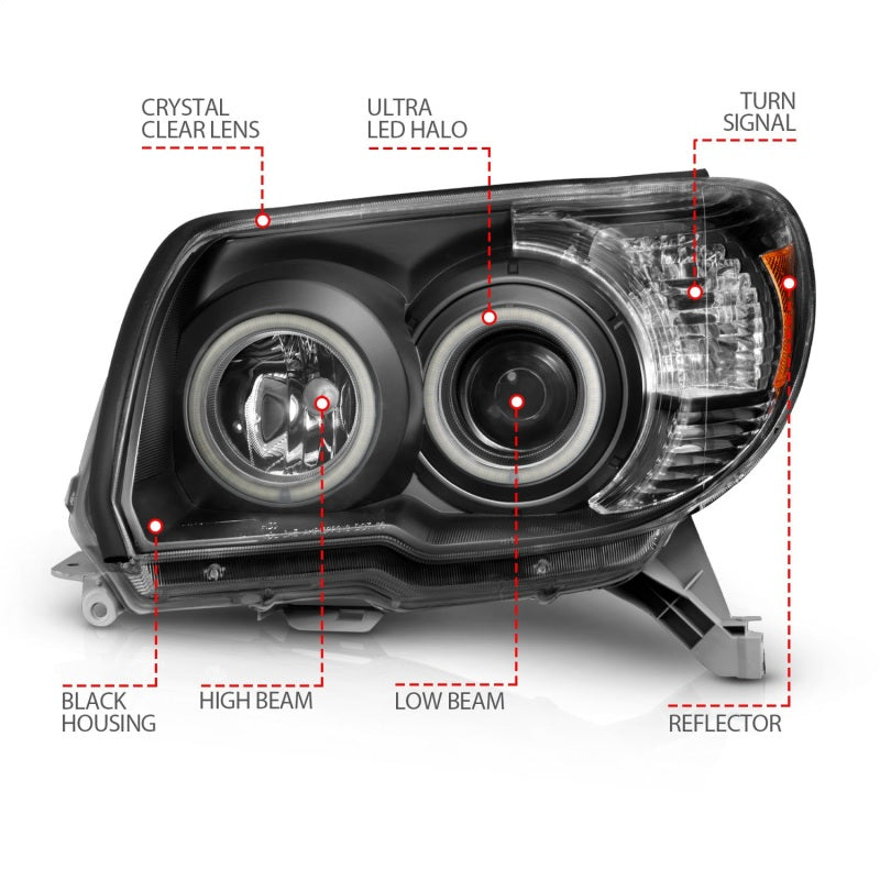 ANZO 2006-2009 Toyota 4Runner Projector Headlights w/ Halo Black ANZO 2006-2009 Toyota 4Runner Projector Headlights w/ Halo Black