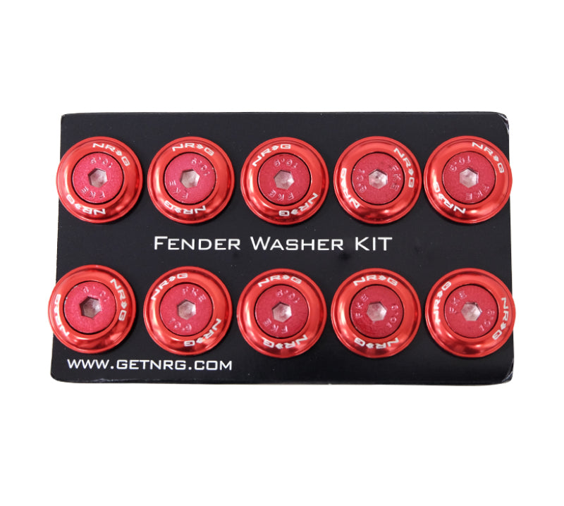 NRG Fender Washer Kit w/Color Matched M6 Bolt Rivets For Plastic (Red) - Set of 10 NRG Fender Washer Kit w/Color Matched M6 Bolt Rivets For Plastic (Red) - Set of 10