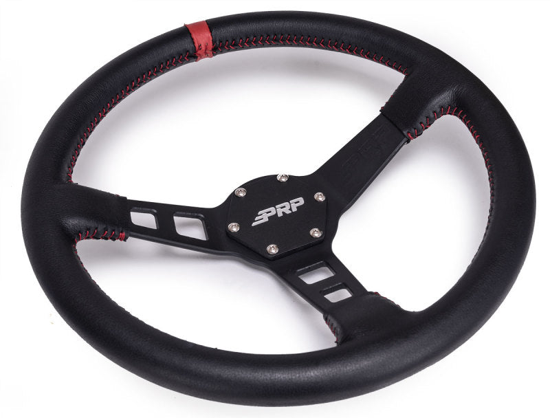 PRP Deep Dish Leather Steering Wheel- Red PRP Deep Dish Leather Steering Wheel- Red