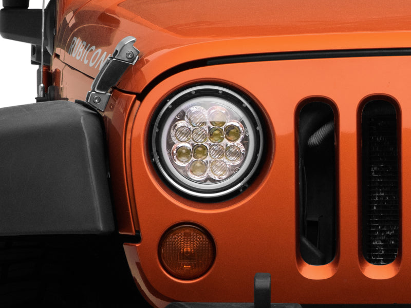 Raxiom 97-18 Jeep Wrangler TJ/JK Axial Spider LED Headlight w/ Amber DRL- Chrome Hsng (Clear Lens) Raxiom 97-18 Jeep Wrangler TJ/JK Axial Spider LED Headlight w/ Amber DRL- Chrome Hsng (Clear Lens)