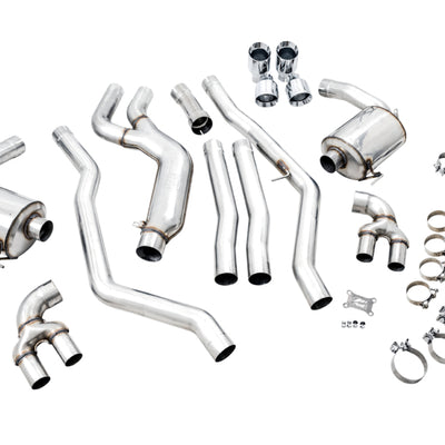 AWE Tuning 2019+ BMW M340i (G20) Non-Resonated Touring Edition Exhaust - Quad Chrome Silver Tips