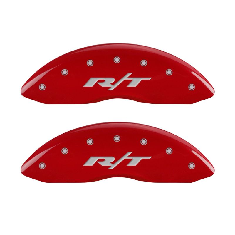MGP 4 Caliper Covers Engraved Front & Rear RT Red finish silver ch MGP 4 Caliper Covers Engraved Front & Rear RT Red finish silver ch