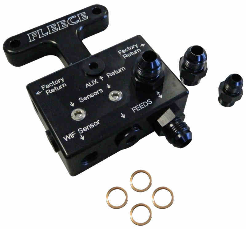 Fleece Performance 03-07 Dodge 5.9L / 07.5-09 6.7L Cummins 3rd Gen Fuel Distribution Block Fleece Performance 03-07 Dodge 5.9L / 07.5-09 6.7L Cummins 3rd Gen Fuel Distribution Block
