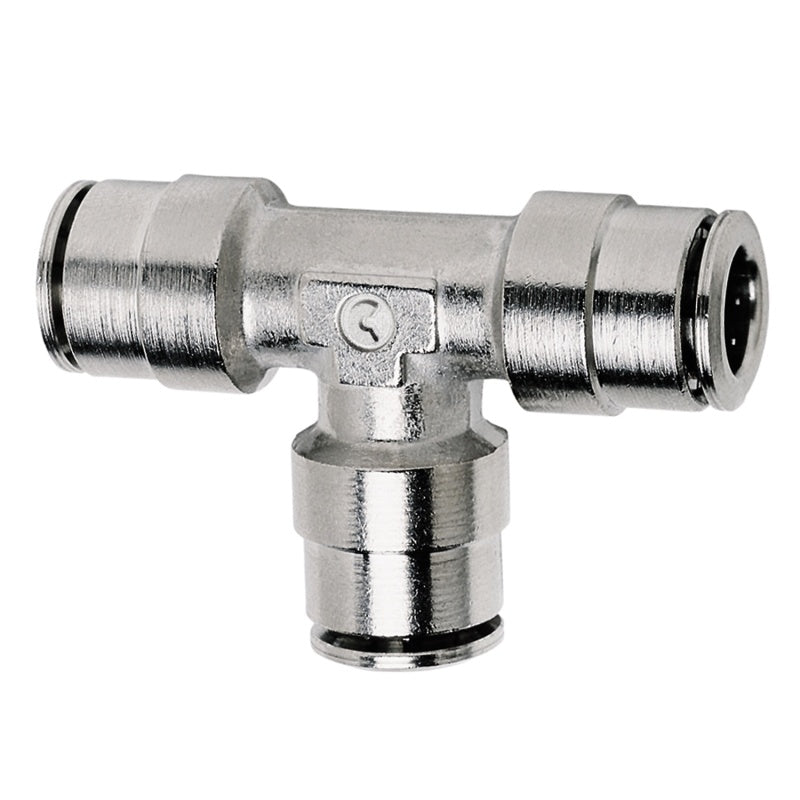 Firestone Union Tee 1/4in. Nickel Push-Lock Air Fitting - Single (WR17603461) Firestone Union Tee 1/4in. Nickel Push-Lock Air Fitting - Single (WR17603461)