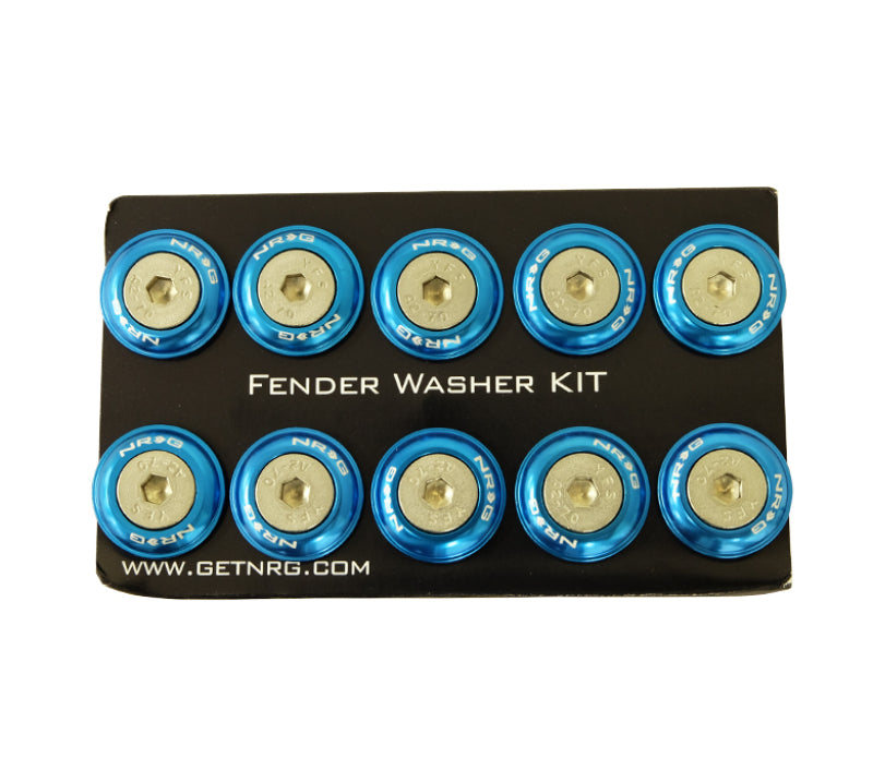 NRG Fender Washer Kit w/Rivets For Plastic (Blue) - Set of 10 NRG Fender Washer Kit w/Rivets For Plastic (Blue) - Set of 10