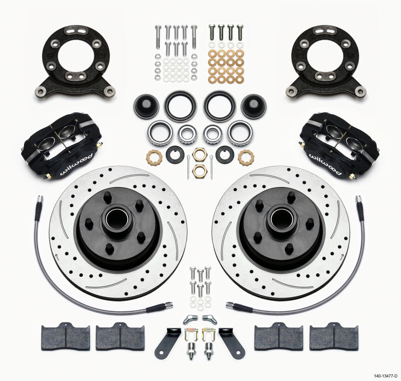 Wilwood Forged Dynalite-M Front Kit 11.30in 1 PC Rotor&Hub-Drill 70-73 Mustang Disc & Drum Spindle Wilwood Forged Dynalite-M Front Kit 11.30in 1 PC Rotor&Hub-Drill 70-73 Mustang Disc & Drum Spindle