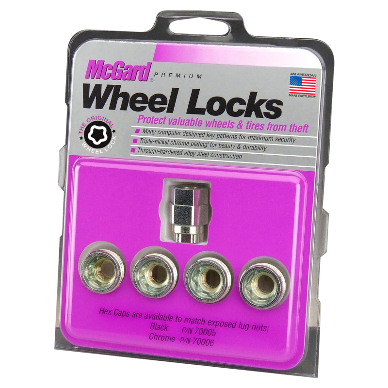 McGard Wheel Lock Nut Set - 4pk. (Under Hub Cap / Cone Seat) 1/2-20 / 3/4 & 13/16 Hex / .775in. L McGard Wheel Lock Nut Set - 4pk. (Under Hub Cap / Cone Seat) 1/2-20 / 3/4 & 13/16 Hex / .775in. L