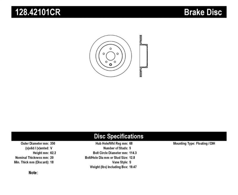 StopTech 13-17 Nissan 370Z Sport Cryo Drilled Right Rear Rotor StopTech 13-17 Nissan 370Z Sport Cryo Drilled Right Rear Rotor