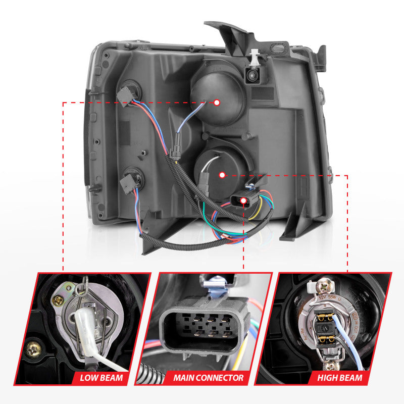 ANZO 2007-2013 Chevrolet Silverado 1500 Projector w/ Light Bar Chrome Housing w/ Sequential ANZO 2007-2013 Chevrolet Silverado 1500 Projector w/ Light Bar Chrome Housing w/ Sequential