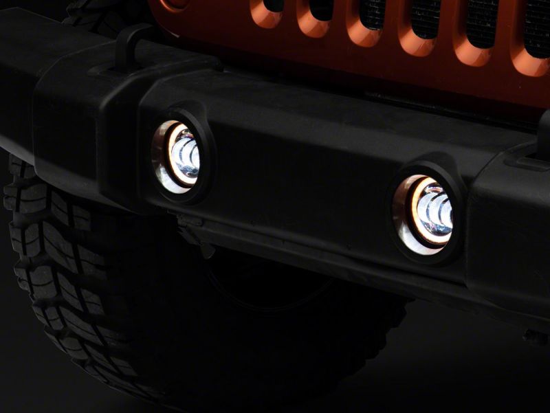 Raxiom 07-23 Jeep Wrangler JK & JL Axial Series Halo LED Fog Lights- Amber Raxiom 07-23 Jeep Wrangler JK & JL Axial Series Halo LED Fog Lights- Amber