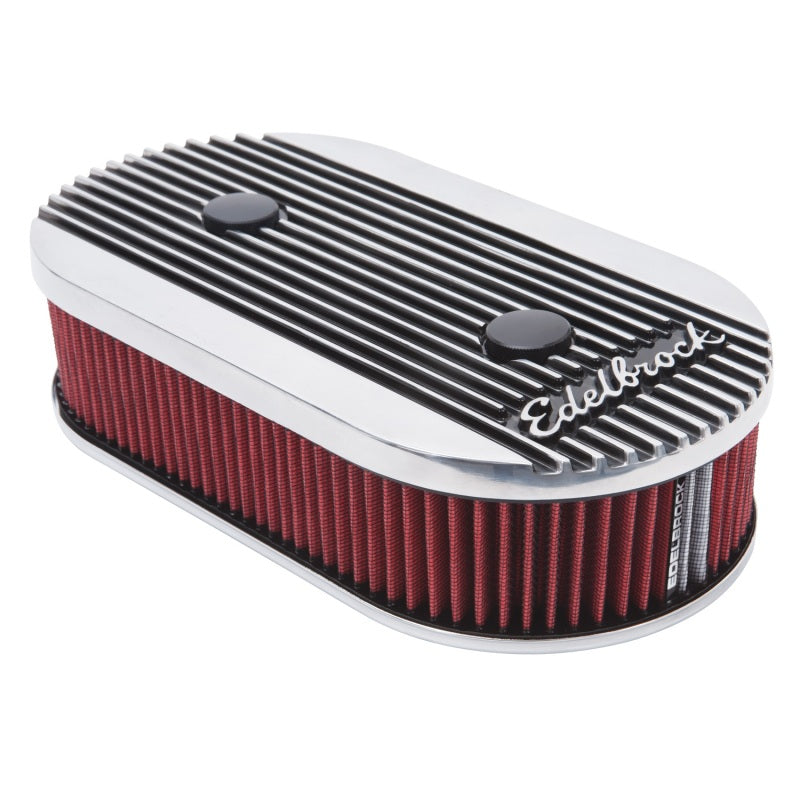Edelbrock Air Cleaner Elite II Oval Dual-Quad Carbs 2 5In Red Element Polished Edelbrock Air Cleaner Elite II Oval Dual-Quad Carbs 2 5In Red Element Polished