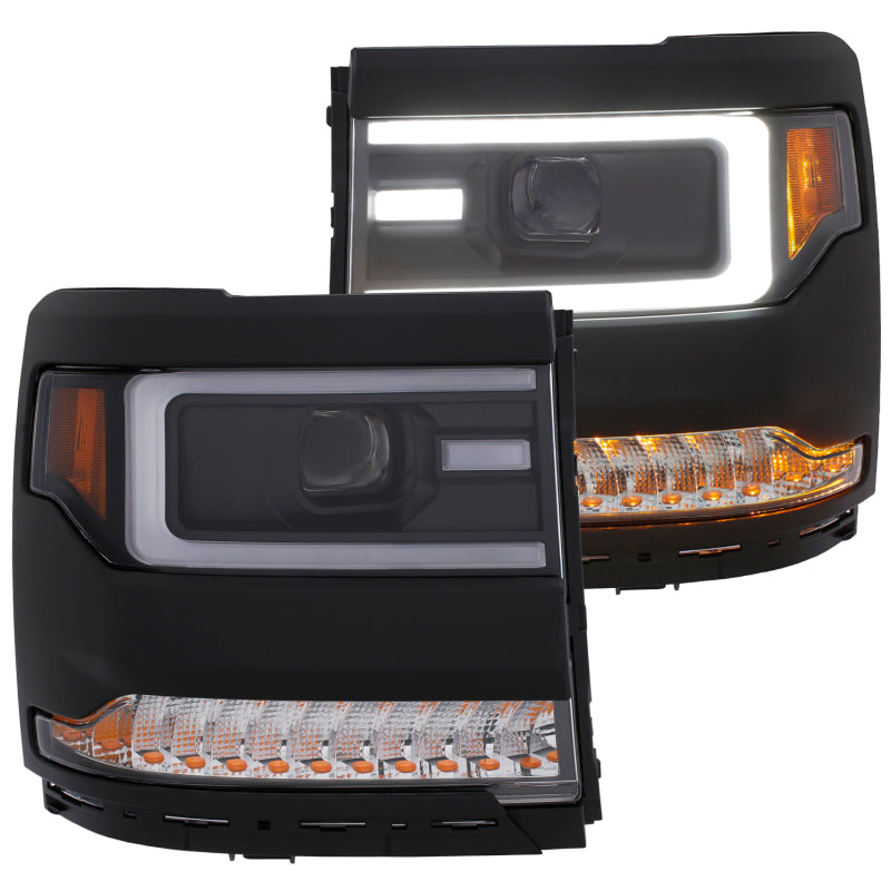ANZO 16+ Chevy Silverado 1500 Projector Headlights Plank Style Black w/Amber/Sequential Turn Signal ANZO 16+ Chevy Silverado 1500 Projector Headlights Plank Style Black w/Amber/Sequential Turn Signal