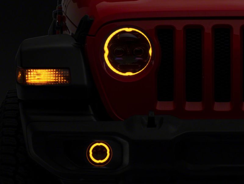 Raxiom 18-23 Jeep Wrangler JL Axial Series 9-In Angel Eye LED Headlights- Blk Housing (Clear Lens) Raxiom 18-23 Jeep Wrangler JL Axial Series 9-In Angel Eye LED Headlights- Blk Housing (Clear Lens)