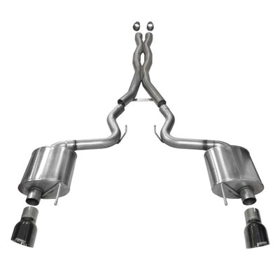 Corsa 2015-2017 Ford Mustang GT 5.0 3in Cat Back Exhaust Black Dual Tips (Sport)
