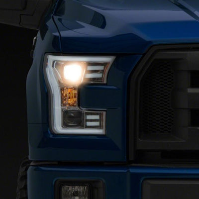 Raxiom 15-17 Ford F-150 Projector Headlights w/ LED Accent- Chrome Housing (Clear Lens)