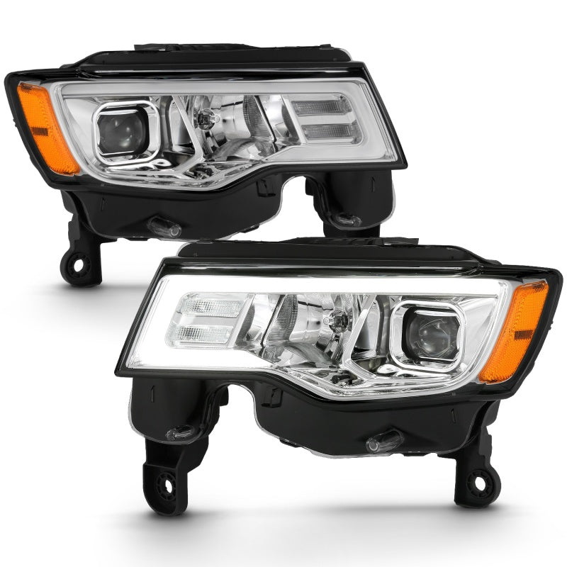 ANZO 2017-2018 Jeep Grand Cherokee Projector Headlights w/ Plank Style Switchback - Chrome w/ Amber ANZO 2017-2018 Jeep Grand Cherokee Projector Headlights w/ Plank Style Switchback - Chrome w/ Amber