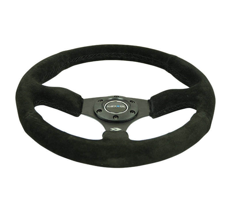 NRG Reinforced Steering Wheel (350mm / 2.5in. Deep) Blk Suede Comfort Grip w/5mm Matte Blk Spokes NRG Reinforced Steering Wheel (350mm / 2.5in. Deep) Blk Suede Comfort Grip w/5mm Matte Blk Spokes