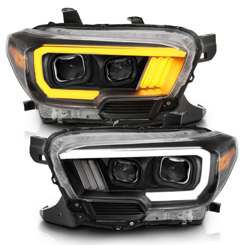 ANZO 2016-2017 Toyota Tacoma Projector Headlights w/ Plank Style Switchback Black w/ Amber ANZO 2016-2017 Toyota Tacoma Projector Headlights w/ Plank Style Switchback Black w/ Amber