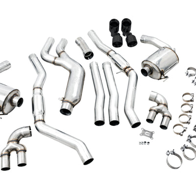 AWE Tuning 2019+ BMW M340i (G20) Resonated Touring Edition Exhaust - Quad Diamond Black Tips