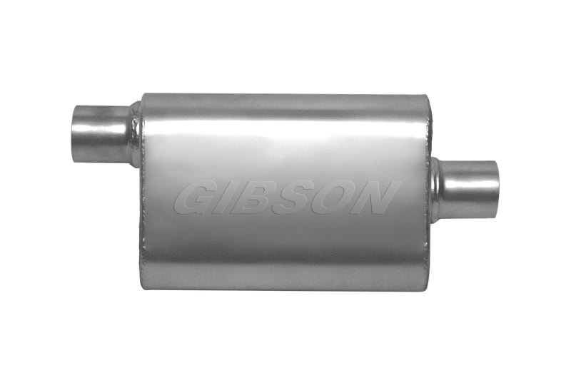 Gibson CFT Superflow Offset/Center Oval Muffler - 4x9x13in/3in Inlet/3in Outlet - Stainless Gibson CFT Superflow Offset/Center Oval Muffler - 4x9x13in/3in Inlet/3in Outlet - Stainless