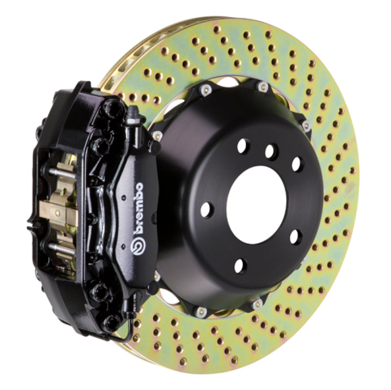 Brembo 08-15 Lancer Evo X Rear GT BBK 4 Piston Cast 345x28 2pc Rotor Drilled-Black Brembo 08-15 Lancer Evo X Rear GT BBK 4 Piston Cast 345x28 2pc Rotor Drilled-Black