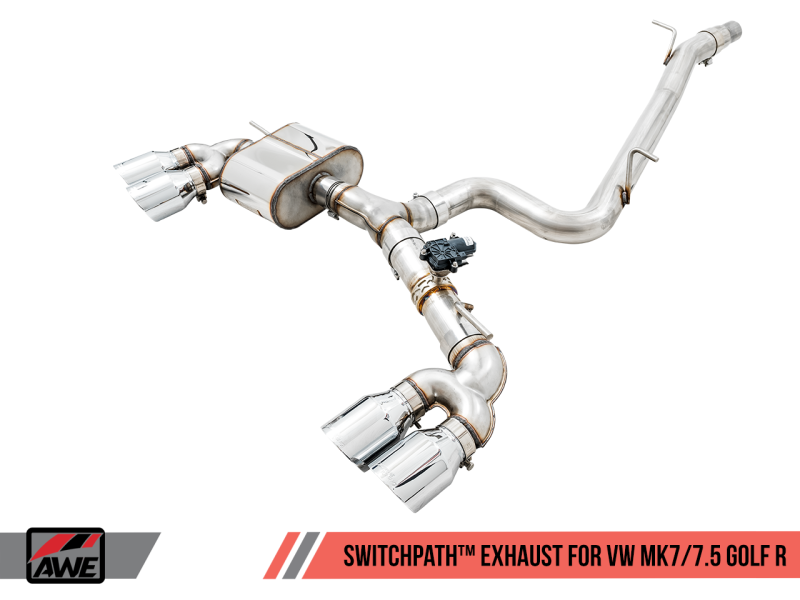 AWE Tuning Mk7 Golf R SwitchPath Exhaust w/Chrome Silver Tips 102mm AWE Tuning Mk7 Golf R SwitchPath Exhaust w/Chrome Silver Tips 102mm