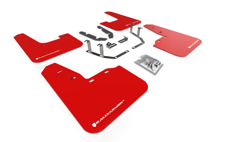 Rally Armor 18-23 Ford Fiesta ST MK8 Red UR Mud Flap w/White Logo Rally Armor 18-23 Ford Fiesta ST MK8 Red UR Mud Flap w/White Logo
