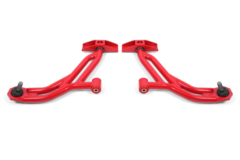 BMR 10-14 Ford Mustang / Shelby GT500 Non-Adj. Lower A-Arms (Poly/Delrin) - Red BMR 10-14 Ford Mustang / Shelby GT500 Non-Adj. Lower A-Arms (Poly/Delrin) - Red