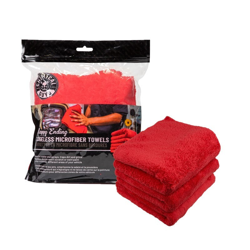 Chemical Guys Happy Ending Ultra Edgeless Microfiber Towel - 16in x 16in - Red - 3 Pack Chemical Guys Happy Ending Ultra Edgeless Microfiber Towel - 16in x 16in - Red - 3 Pack