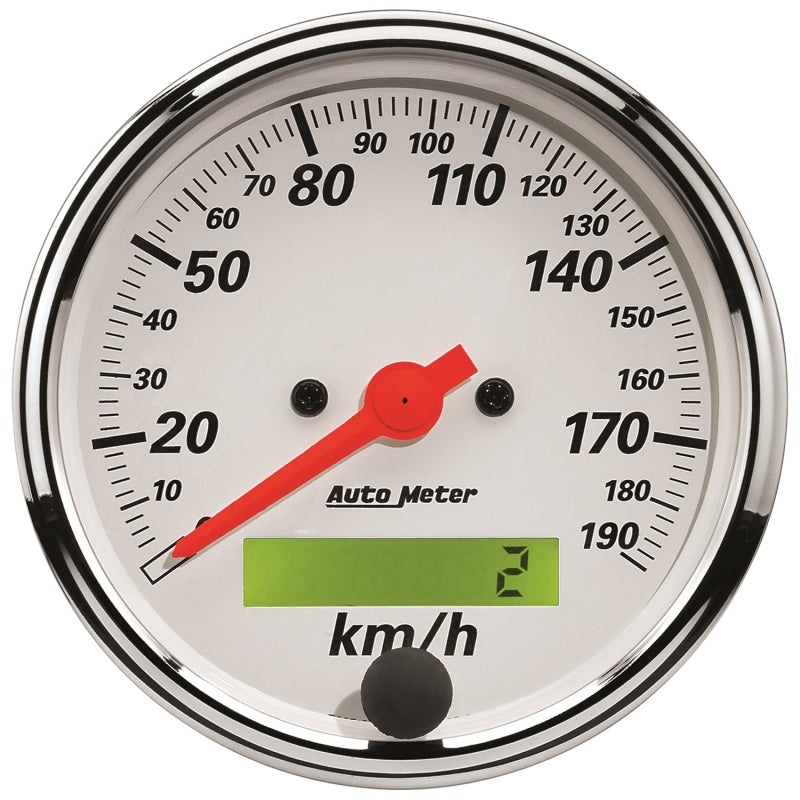 Autometer Arctic White 3-1/8in 190KM/H Electronic Programmable Speedometer w/ LCD ODO Autometer Arctic White 3-1/8in 190KM/H Electronic Programmable Speedometer w/ LCD ODO