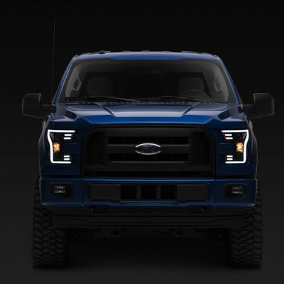 Raxiom 15-17 Ford F-150 G3 Projector Headlights w/ LED Accent- Blk Housing (Clear Lens)