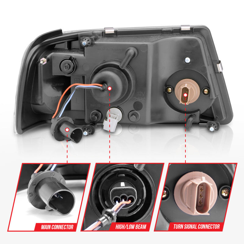 ANZO 2001-2011 Ford Ranger Crystal Headlights w/ Light Bar Chrome Housing ANZO 2001-2011 Ford Ranger Crystal Headlights w/ Light Bar Chrome Housing