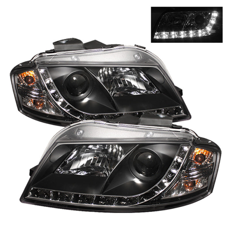Spyder Audi A3 06-08 Projector Headlights Halogen Model Only - DRL Black PRO-YD-AA306-DRL-BK Spyder Audi A3 06-08 Projector Headlights Halogen Model Only - DRL Black PRO-YD-AA306-DRL-BK