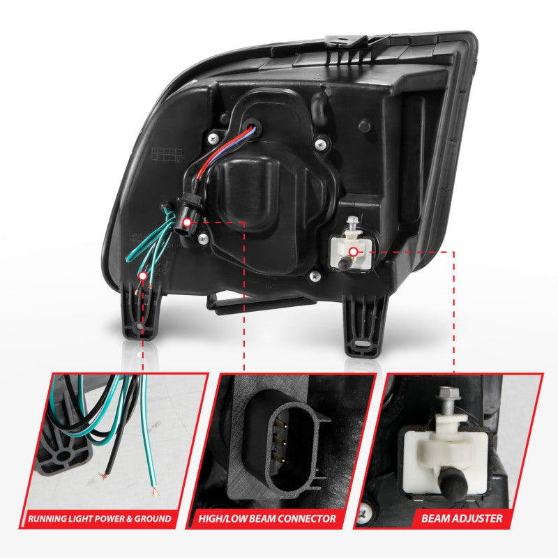 ANZO 05-09 Ford Mustang (w/Factory Halogen HL Only) Projector Headlights w/Light Bar Black Housing ANZO 05-09 Ford Mustang (w/Factory Halogen HL Only) Projector Headlights w/Light Bar Black Housing