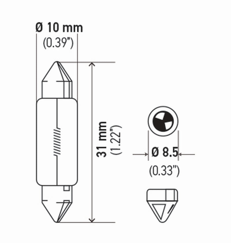 Hella Bulb 6411 12V 10W Sv858 T325 10X41(2) Hella Bulb 6411 12V 10W Sv858 T325 10X41(2)