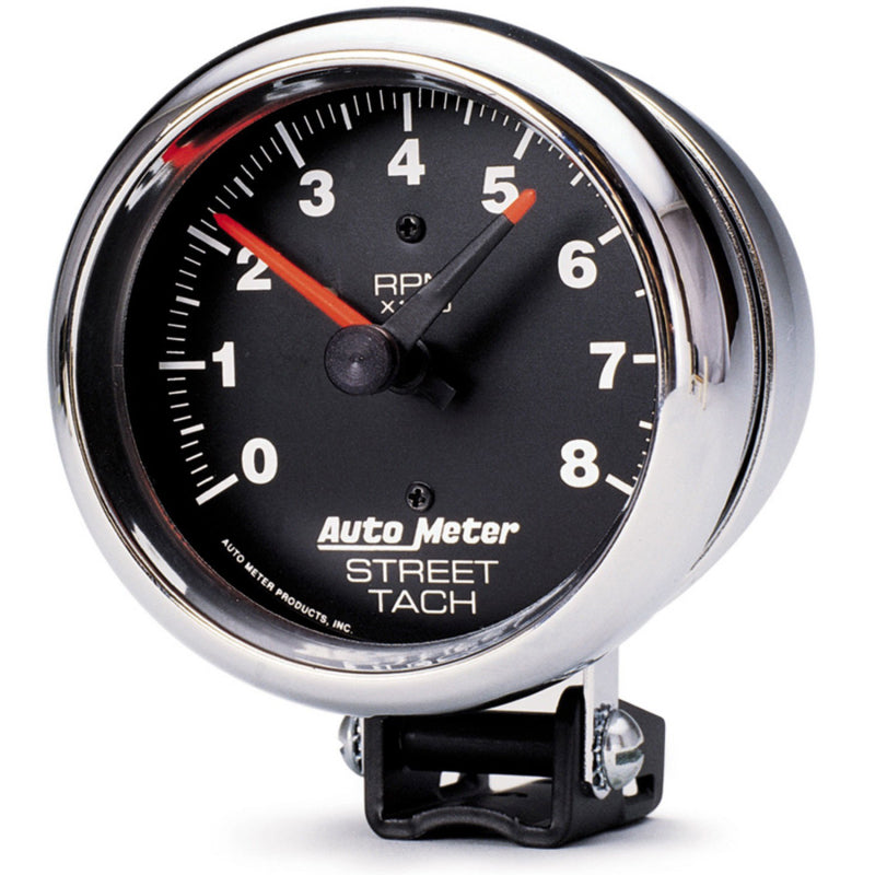 Autometer Traditional Chrome 3-3/4in 8k w/ Red Line Tachometer Autometer Traditional Chrome 3-3/4in 8k w/ Red Line Tachometer