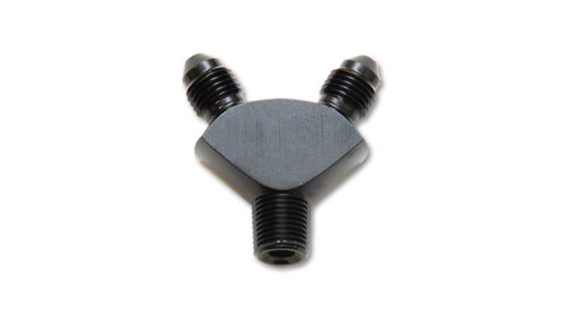 Vibrant -3AN x -3AN x 1/8in NPT Y-Adapter Fitting - Aluminum Vibrant -3AN x -3AN x 1/8in NPT Y-Adapter Fitting - Aluminum