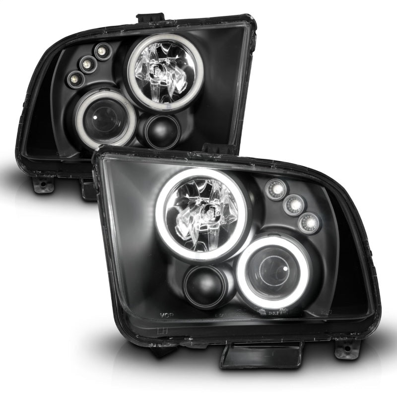 ANZO 2005-2009 Ford Mustang Projector Headlights w/ Halo Black ANZO 2005-2009 Ford Mustang Projector Headlights w/ Halo Black