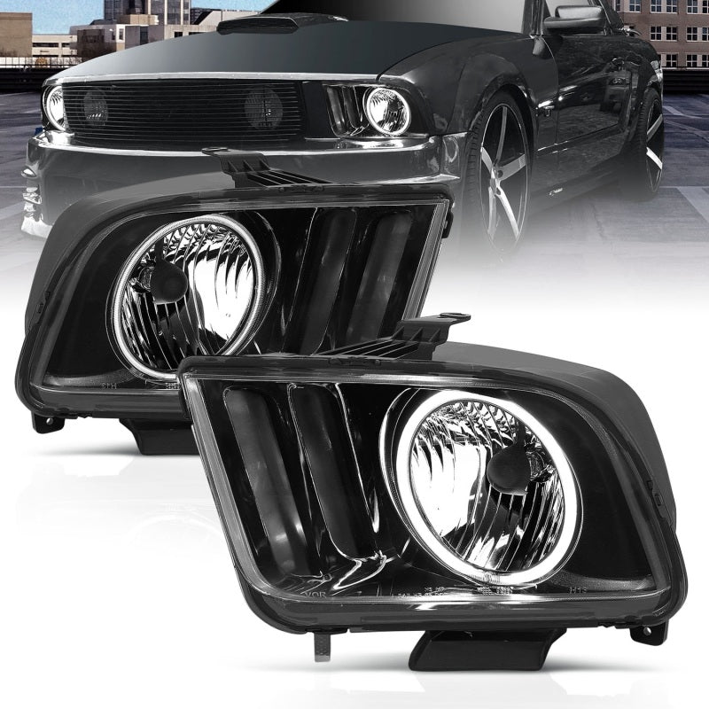 ANZO 2005-2009 Ford Mustang Crystal Headlights w/ Halo Black (CCFL) ANZO 2005-2009 Ford Mustang Crystal Headlights w/ Halo Black (CCFL)