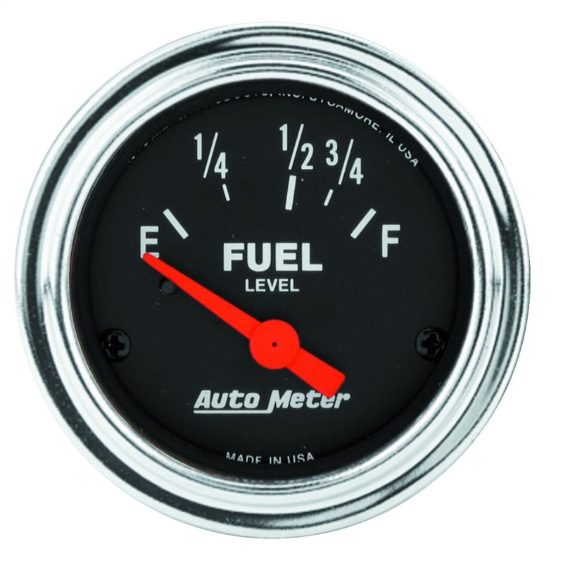 AutoMeter Gauge Fuel Level 2-1/16in. 16 Ohm(e) to 158 Ohm(f) Elec Traditional Chrome AutoMeter Gauge Fuel Level 2-1/16in. 16 Ohm(e) to 158 Ohm(f) Elec Traditional Chrome